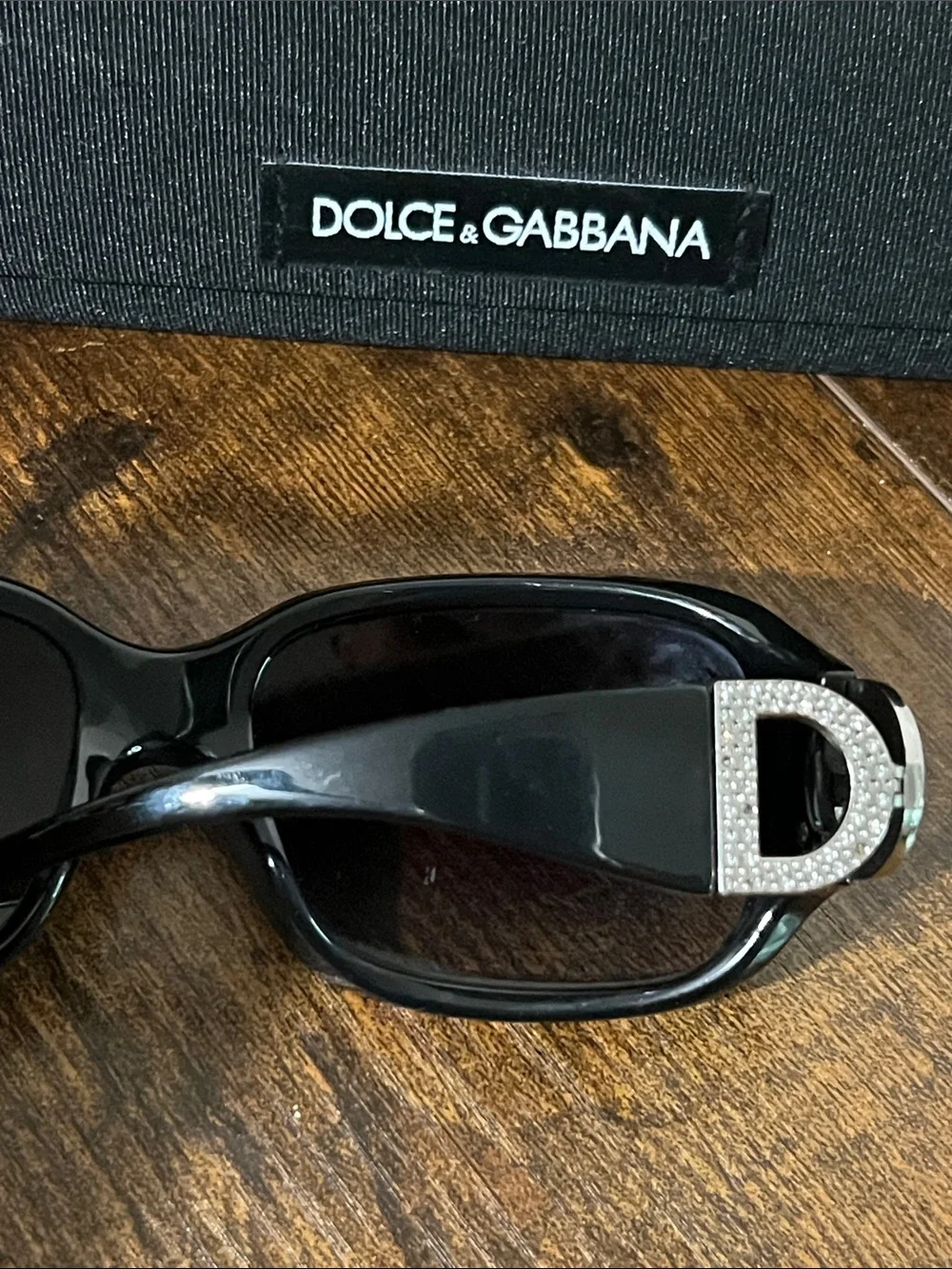 Dolce & Gabbana Black Sunglasses with Crystal DG Logo